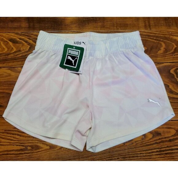 puma girls youth logo shorts size M 8-10 multi color triangles nwt - Picture 2 of 7